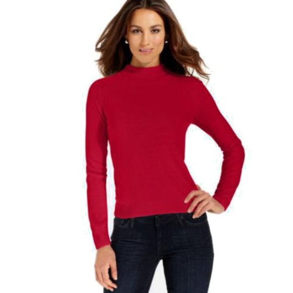 NWT Macys Debbie Morgan Merlot Mock Neck Sweater